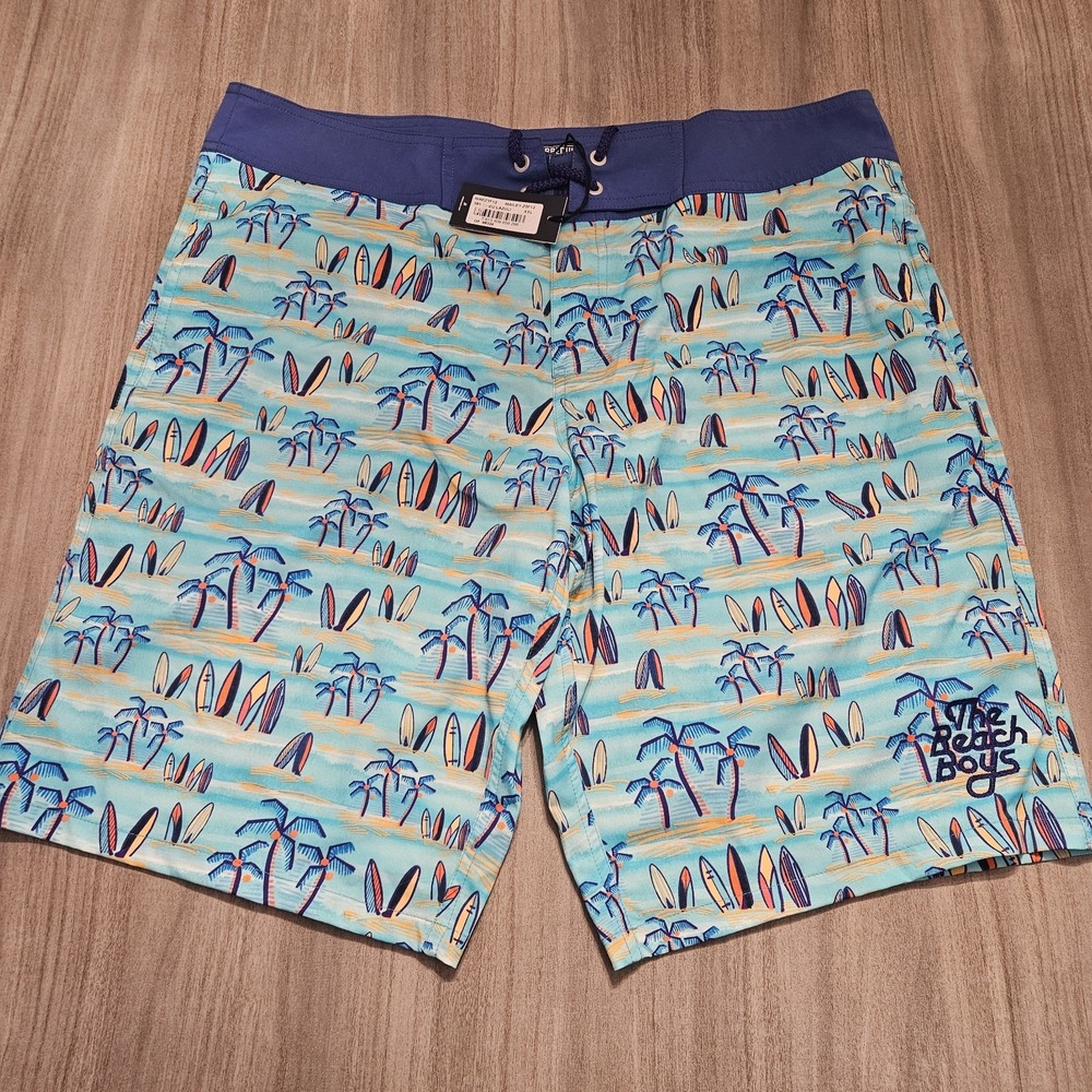 Vilebrequin The Beach Boys Men's Swim Trunks XXL Blue AOP $395‎ MSRP Rare Summer